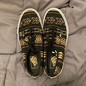 Van’s Gold Glitter Aztec Print Canvas Shoes